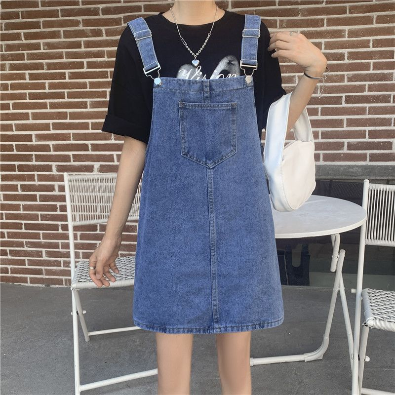 Váy yếm jean nữ vải bò ngắn MIAA chất jean dày dặn , đầm yếm demin hai dây có túi phong cách ulzzang Hàn Quốc