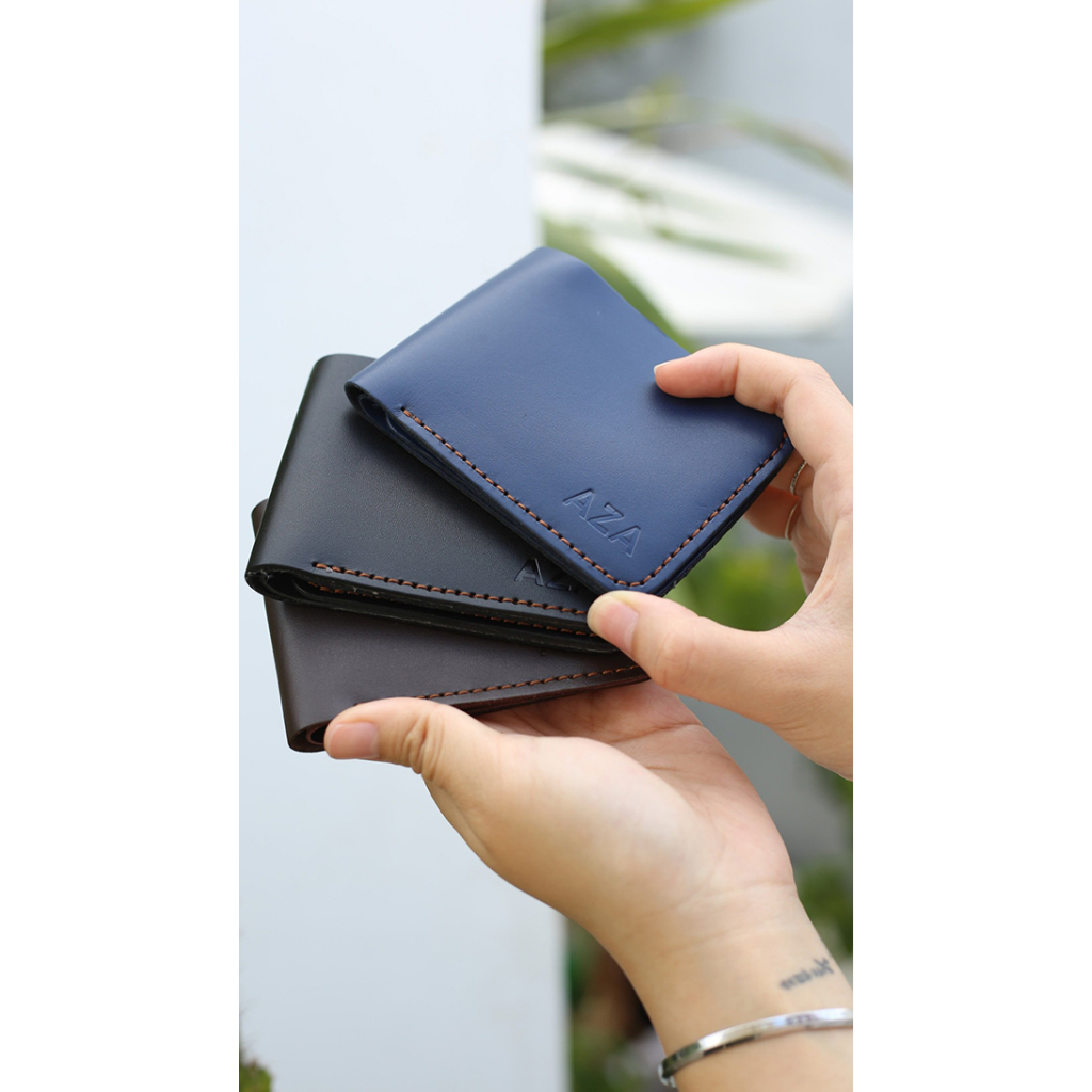 Ví mini da bò nam handmade cao cấp, chất liệu da bò nguyên tấm gồm cả lót da và bề mặt, Mã VD17. AZA Mall