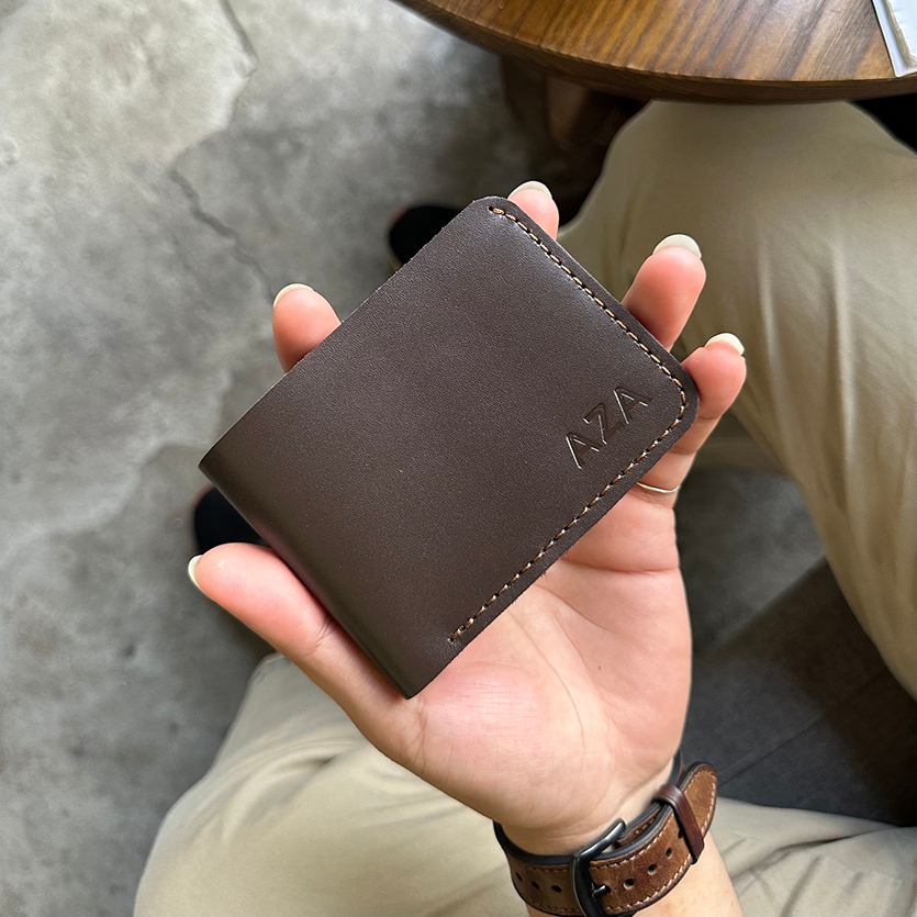 Ví mini da bò nam handmade cao cấp, chất liệu da bò nguyên tấm gồm cả lót da và bề mặt, Mã VD17. AZA Mall
