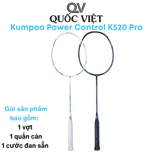 Vợt cầu lông Kumpoo Power Control K520 Pro chính hãng Quốc Việt Badminton tặng kèm bao vợt và quấn cán