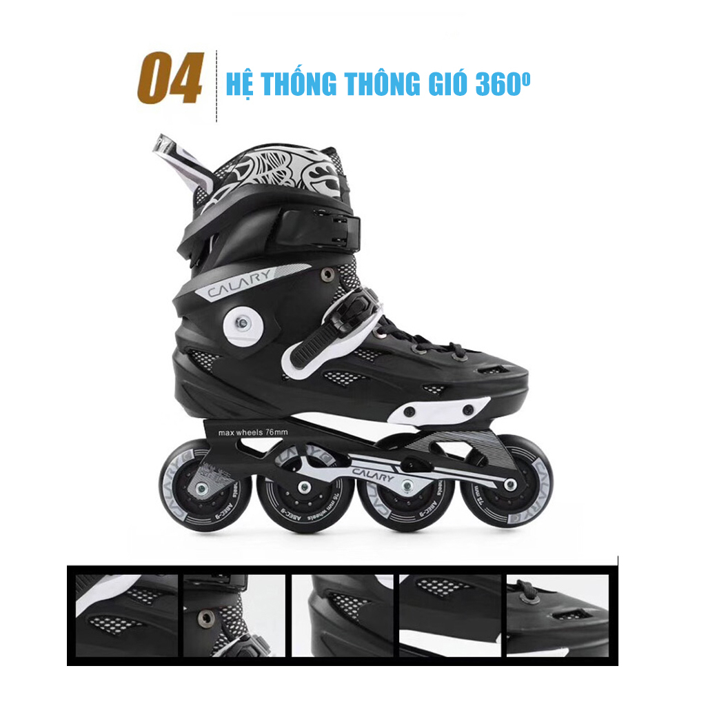 Giày patin người lớn Centosy Calary C9 - bánh cao su đặc, trượt mượt mà thiết kế trượt patin chuyên dụng