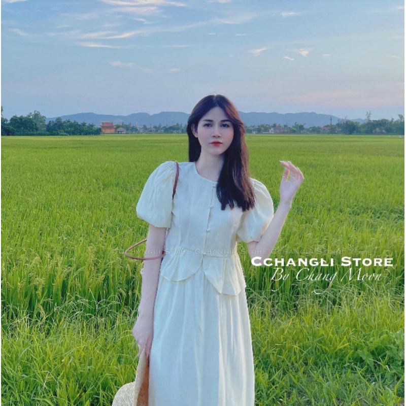 Set váy vintage đáng yêu dáng váy dài
