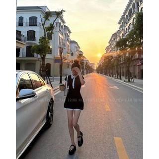 Váy body dáng ngắn cổ polo