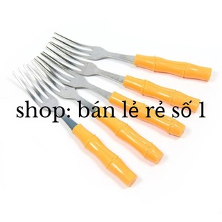 Dĩa inox cán nhựa hình đốt trúc