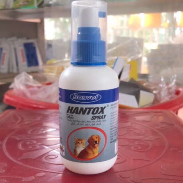 HANTOX SPRAY XỊT BỌ CHÉT, BÉT, VE, CHẤY, RẬN, GHẺ TRÊN CHÓ MÈO CHAI 100ML