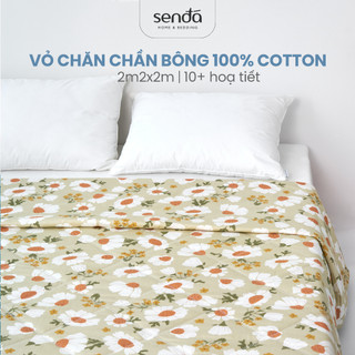 Vỏ chăn trần bông lồng được ruột Cotton Twill 40s 2mx2m2 Sen Đá Home Bedding họa tiết hoa, mền chần mùa đông, hè cao cấp