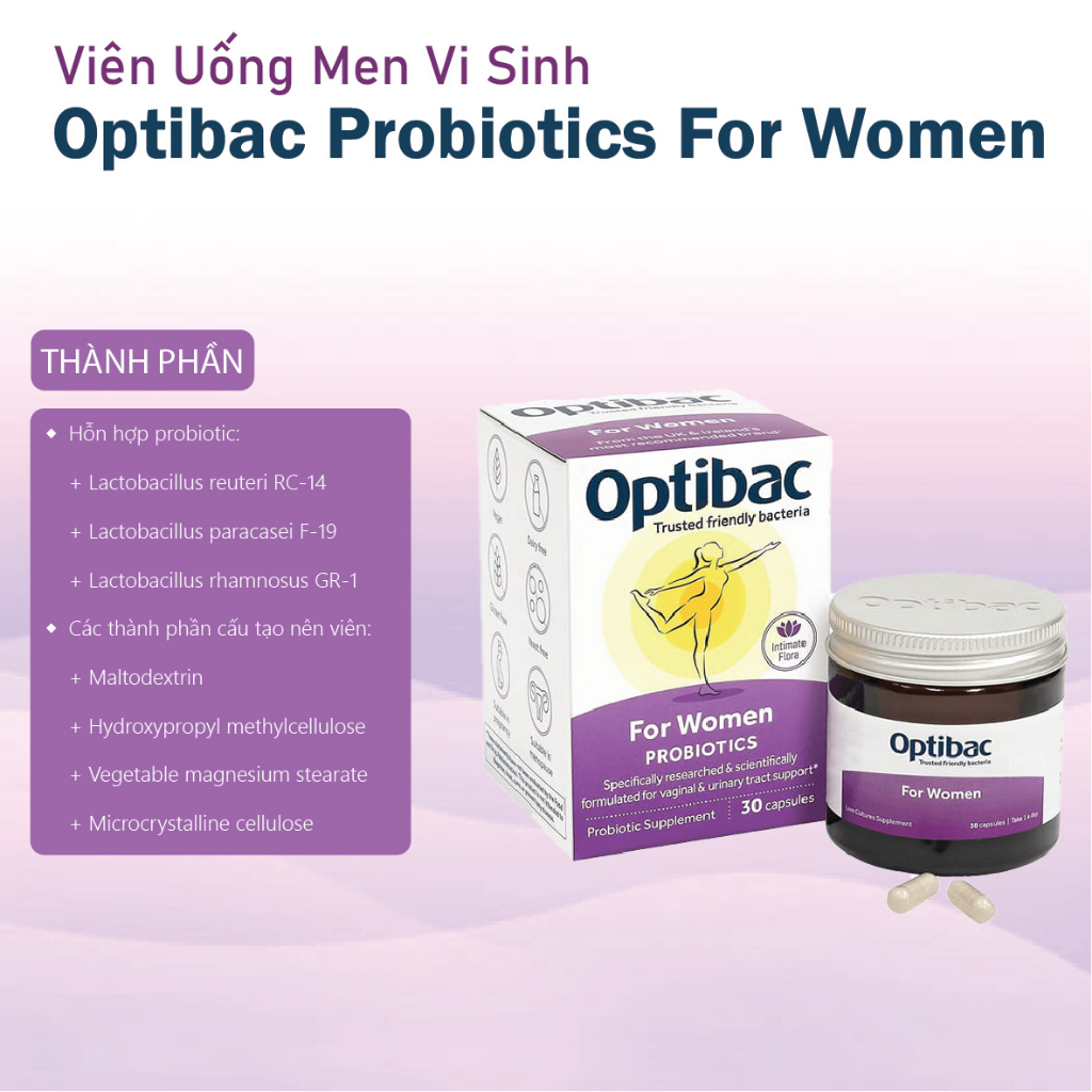 Combo men vi sinh bổ sung lợi khuẩn phụ khoa Optibac For Women