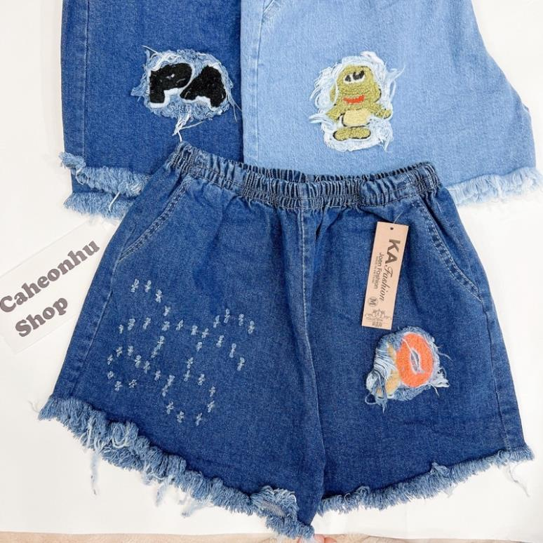 Quần đùi jean nữ lưng thun form rộng thoải mái , quần short jean loại 1 thoải mái