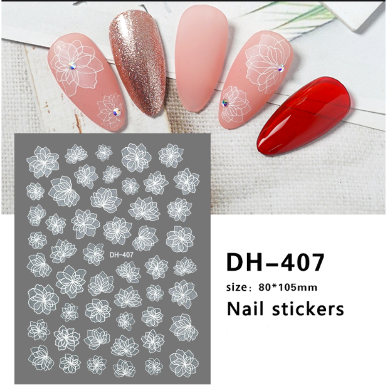 sticker dán móng hoa trắng mã mới