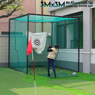 Lưới tập golf, bộ khung lưới tập golf, pgm, luyện tập swing 3mx3m, luyện tập mọi lúc