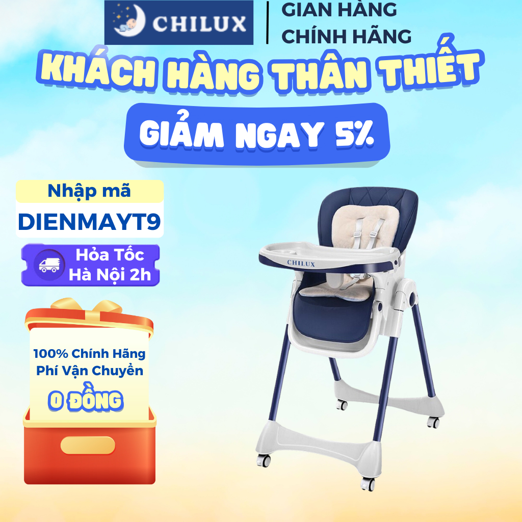 Ghế ăn dặm đa năng cao cấp Chilux Grow V, nâng hạ độ cao, gấp gọn dễ dàng