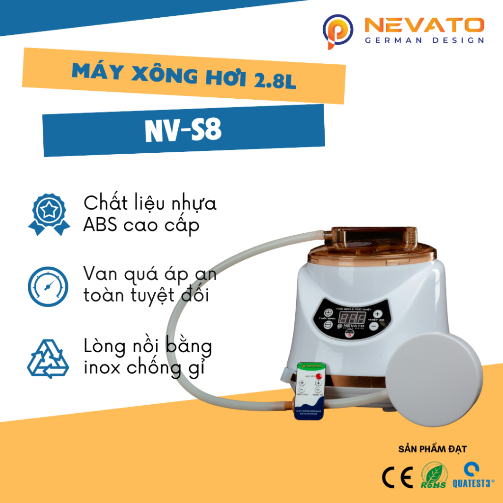 Nồi Xông Hơi Toàn Thân Nevato NV-S8 Dung Tích Nồi Xông 2.8 Lít