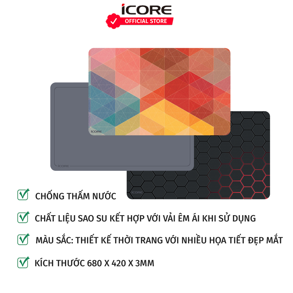 Miếng lót bàn làm việc kiêm lót chuột iCore IMP680 - Hàng chính hãng