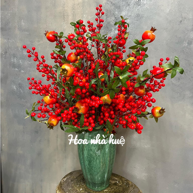 bình hoa đào đông mix quả lựu
