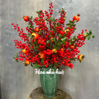 Bình hoa đào đông mix quả lựu