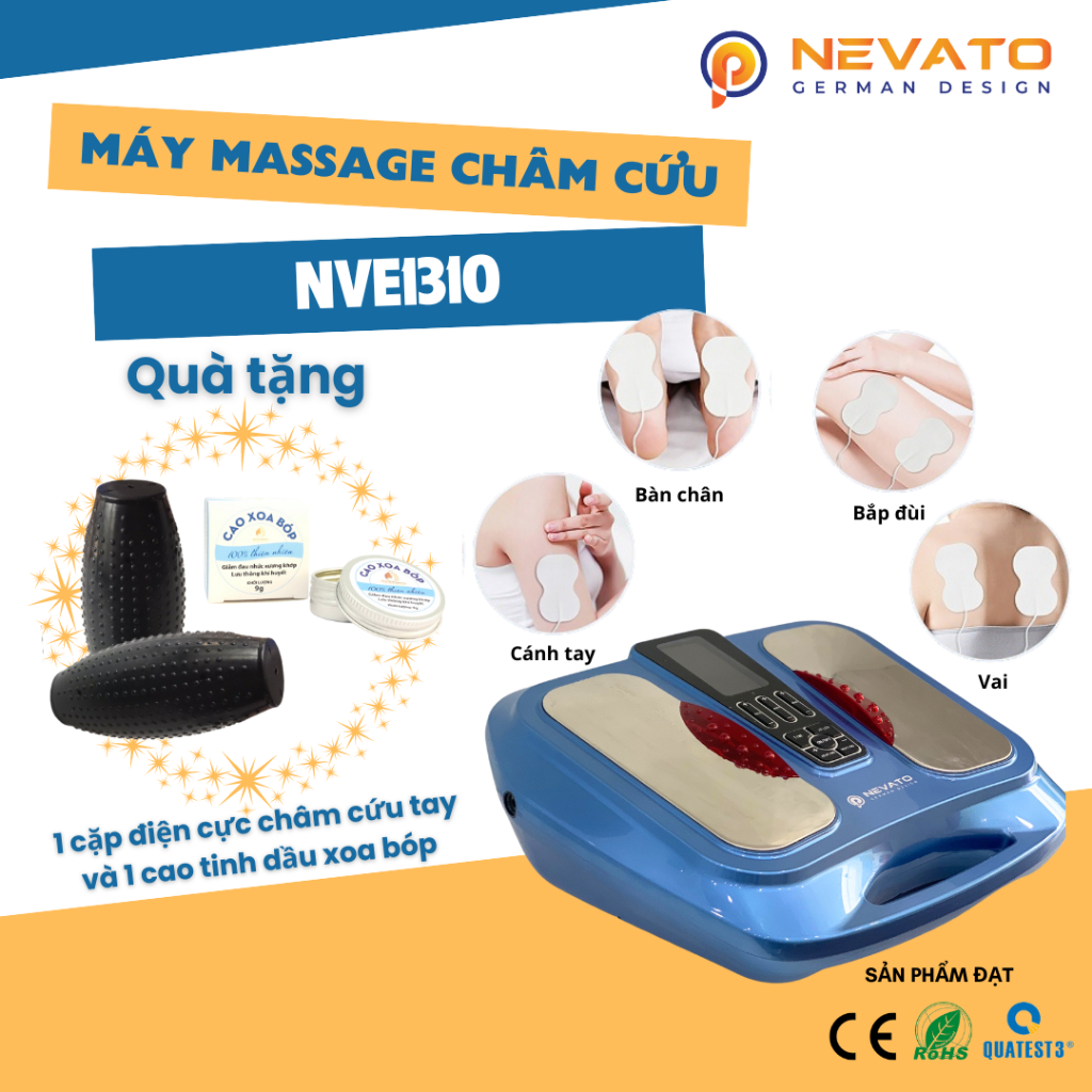 Máy Massage Châm Cứu Chân Và Toàn Thân Tăng Lưu Thông Khí Huyết Bằng Xung Điện Nevato NVE1310 Quà Tặng 1 Hủ Cao Xoa Bóp