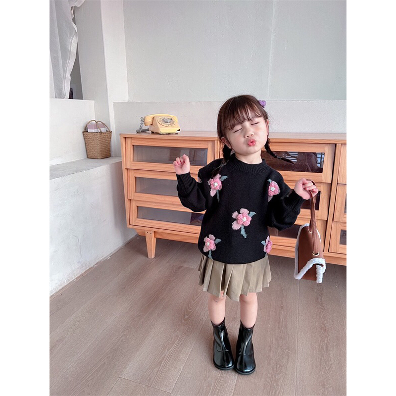 🌼 ÁO LEN HOA NỔI 3D CHO BÉ