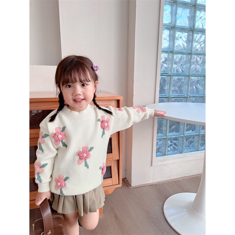 🌼 ÁO LEN HOA NỔI 3D CHO BÉ