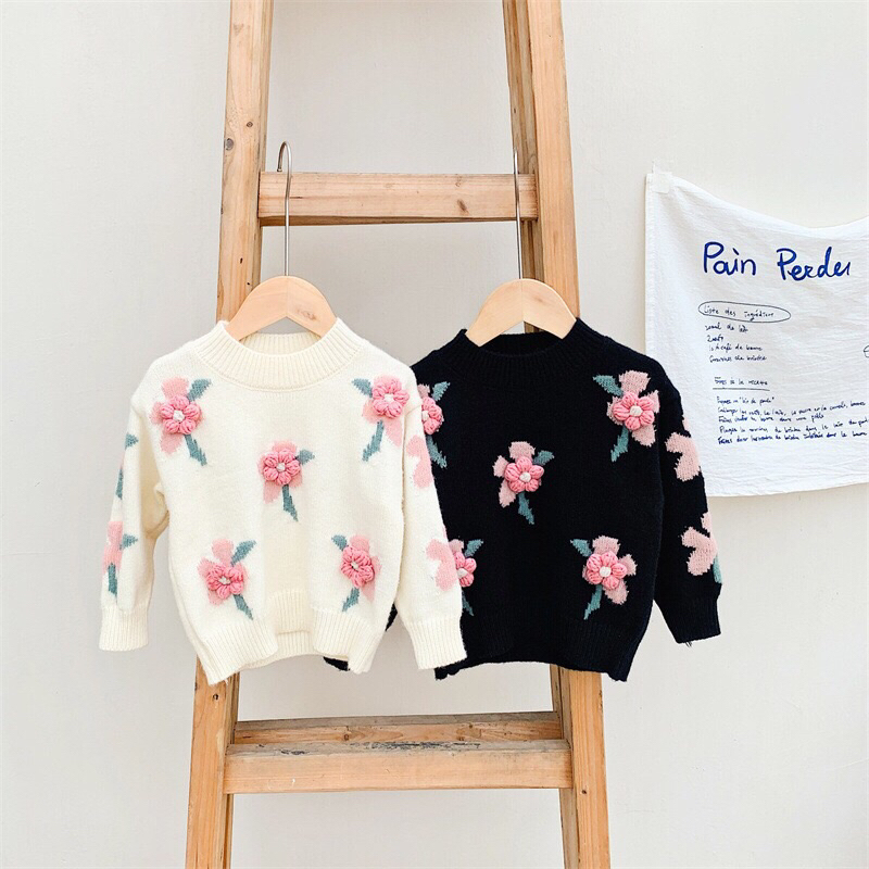 🌼 ÁO LEN HOA NỔI 3D CHO BÉ