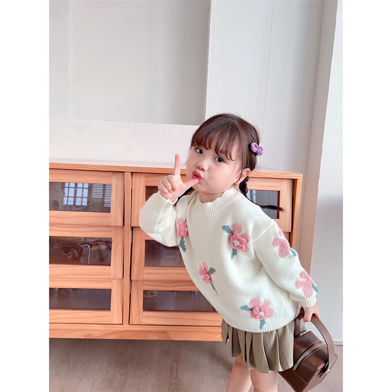 🌼 ÁO LEN HOA NỔI 3D CHO BÉ