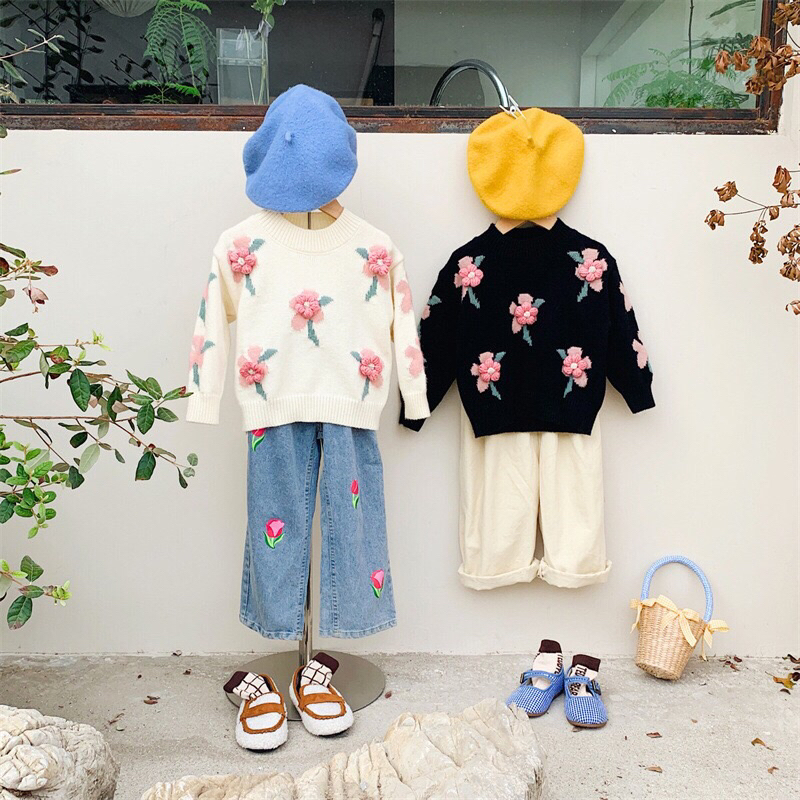 🌼 ÁO LEN HOA NỔI 3D CHO BÉ