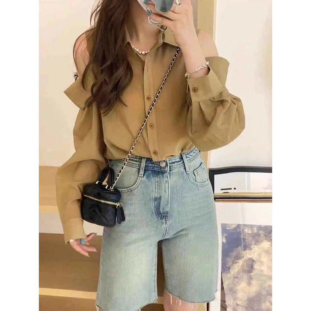 B1110- Áo sơ mi công sở nữ dáng trễ vai trẻ trung LAMO