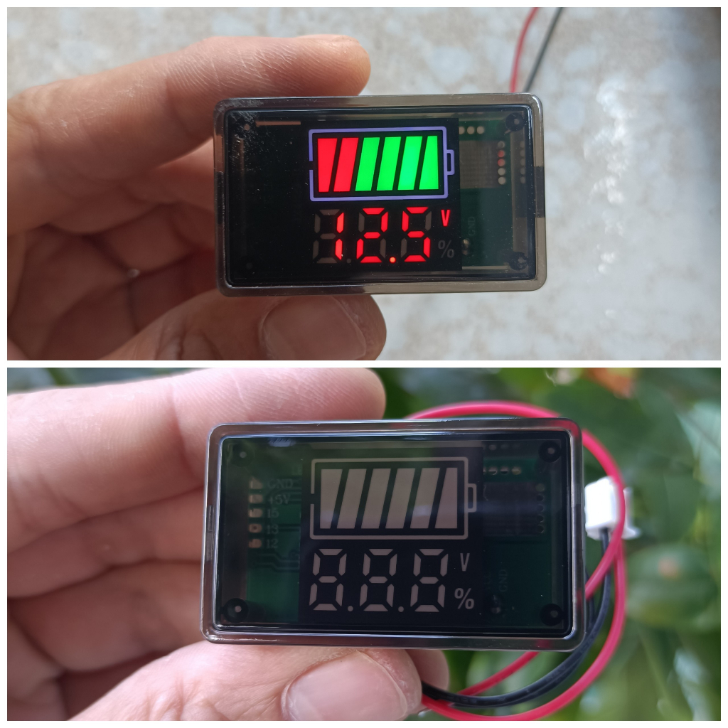 Đồng hồ hiển thị pin vạch màu và số vol