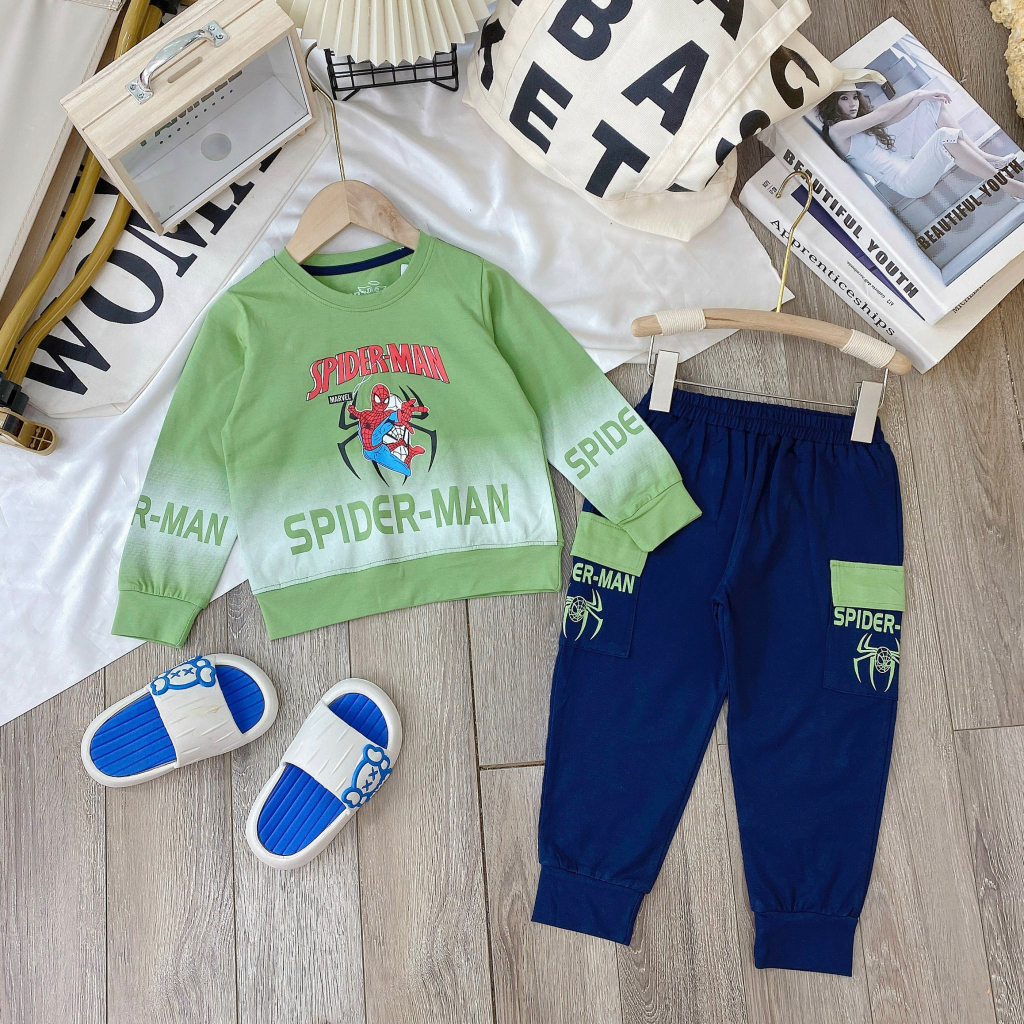 Bộ siêu nhân dài tay bé trai. bộ cotton bé trai