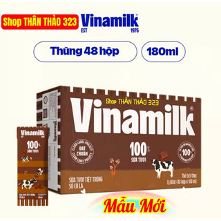 Sữa Tươi 100% Vinamilk Có Đường, Không Đường, Ít Đường Thùng 48 hộp x 180ml