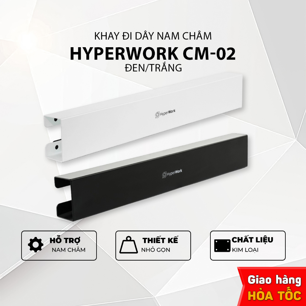 Khay đi dây nam châm HyperWork CM-02 - Giúp giấu dây gọn gàng - Thiết kế nam châm thông minh phù hợp mọi loại bàn