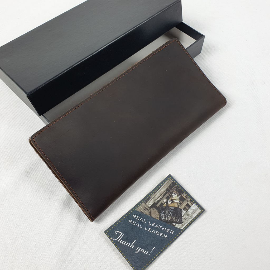 Ví dài nam da bò, ví cầm tay nam da sáp WL129VB  - 100% da bò thật, BH 3 năm