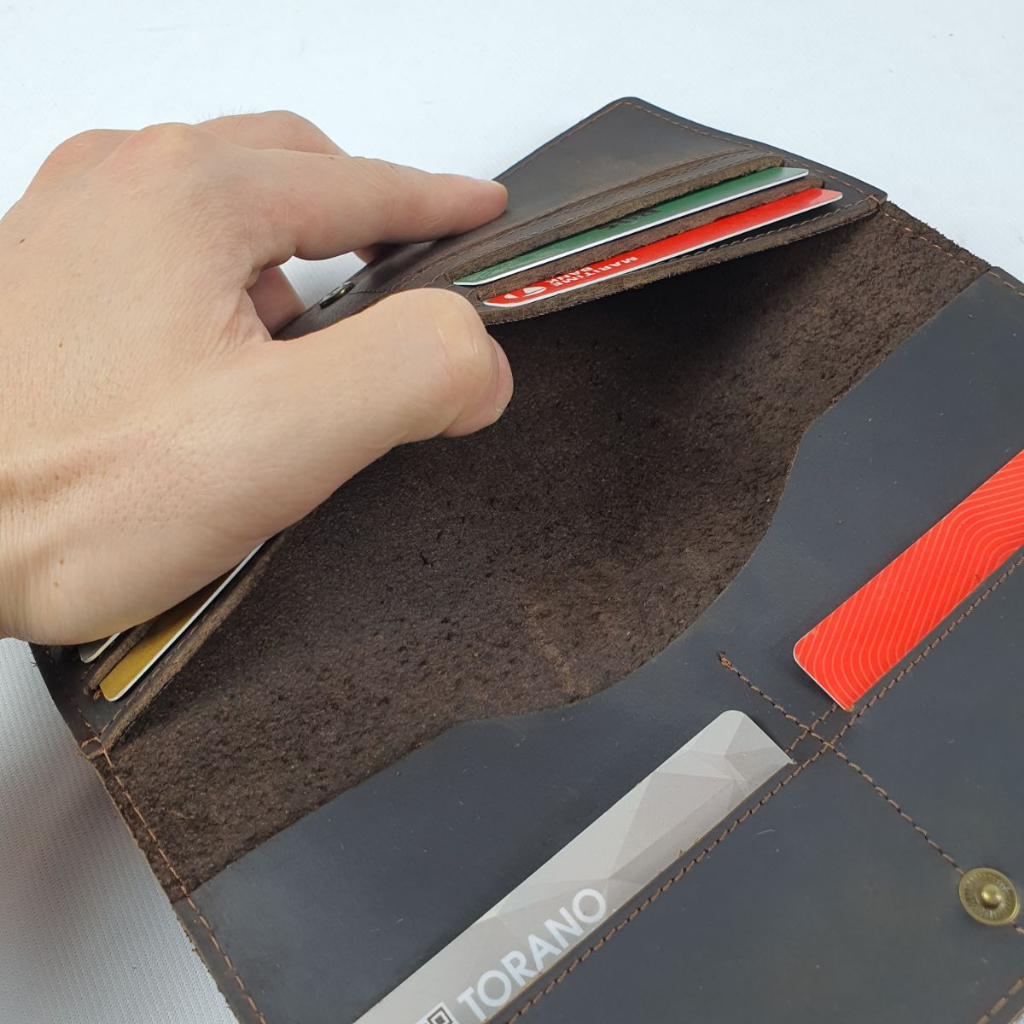 Ví dài nam da bò, ví cầm tay nam da sáp WL129VB  - 100% da bò thật, BH 3 năm