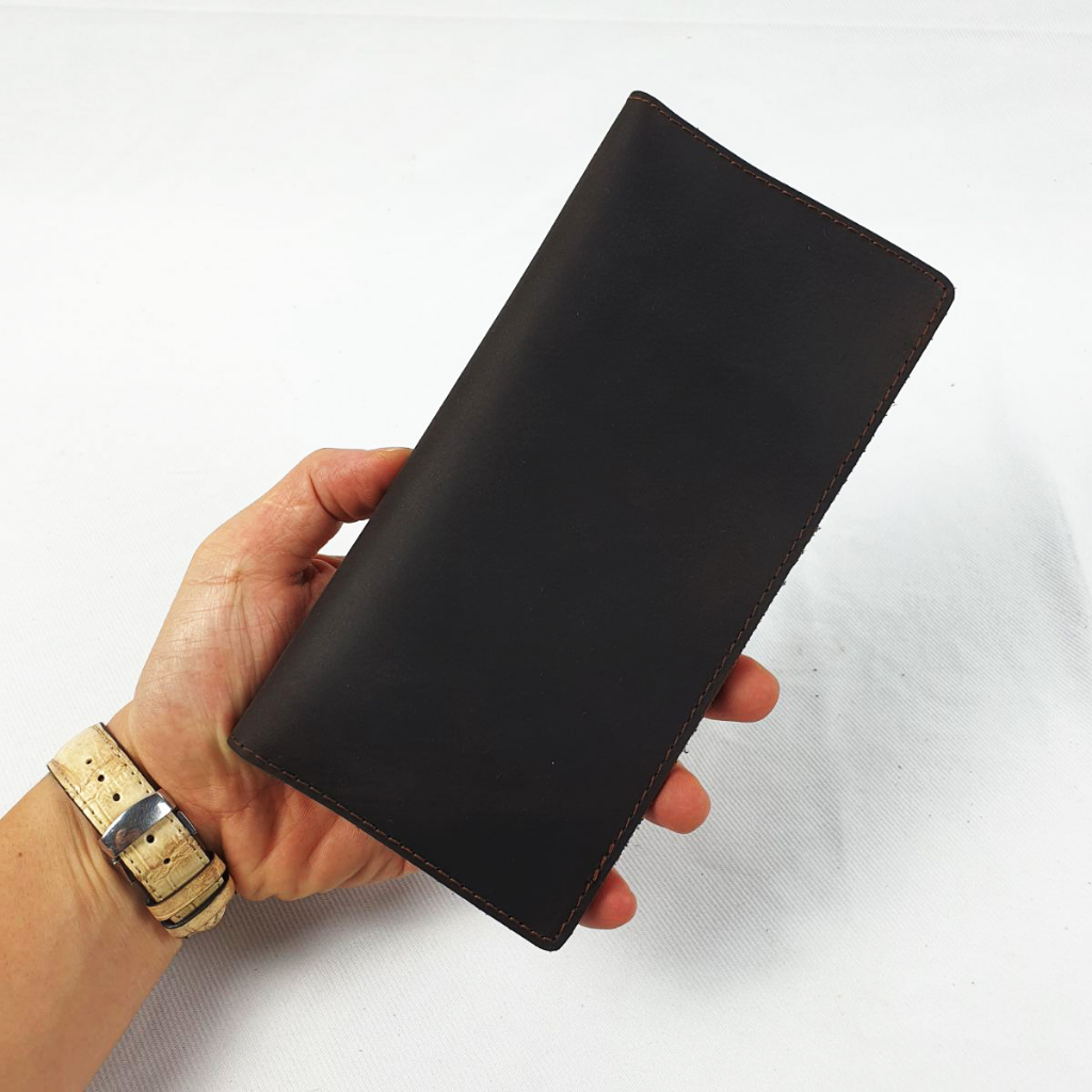 Ví dài nam da bò, ví cầm tay nam da sáp WL129VB  - 100% da bò thật, BH 3 năm