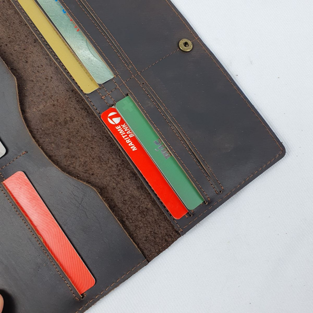 Ví dài nam da bò, ví cầm tay nam da sáp WL129VB  - 100% da bò thật, BH 3 năm