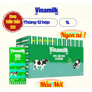 Mới - Sữa Tươi 100% Vinamilk Tiệt Trùng 1Lít Có Đường / Không Đường/ Ít Đường
