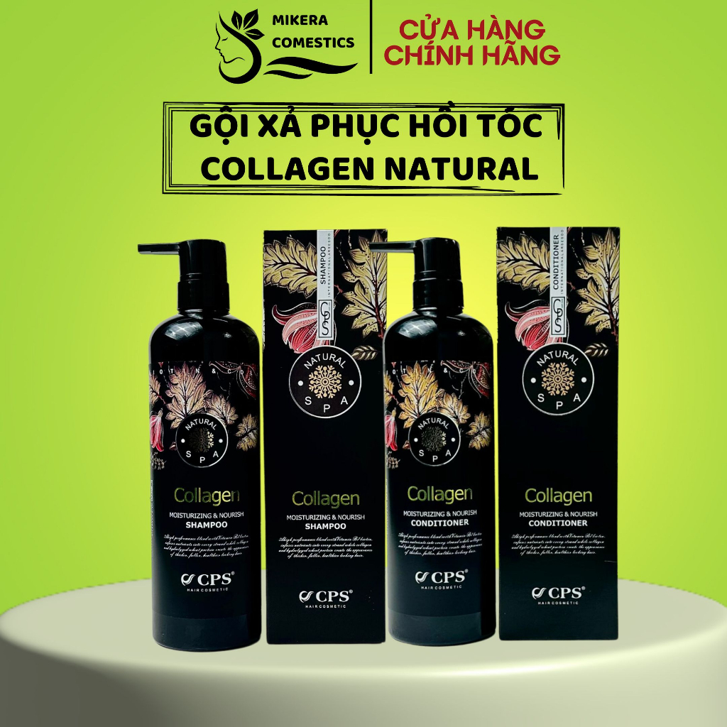 Cặp dầu gội dầu xả Collagen CPS Natural Spa 1000ml CHÍNH HÃNG phục hồi tóc mềm mượt