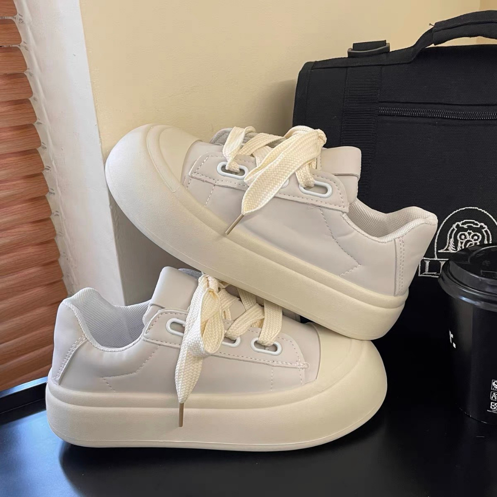 Giày thể thao nữ độn đế 5cm dây bản to chất liệu da siêu đẹp phong cách thời trang mẫu mới hot trend, giày sneaker nữ