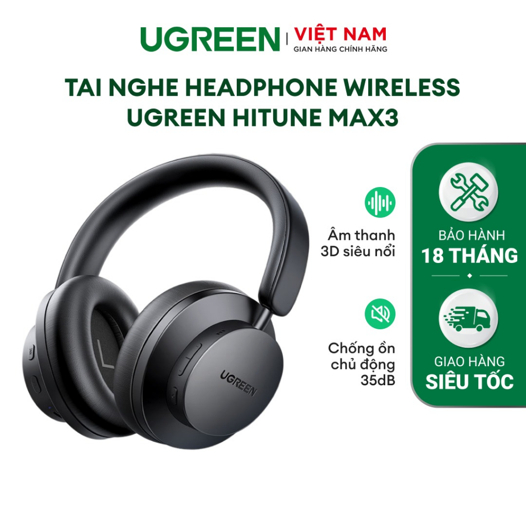 Tai nghe Headphone Wireless UGREEN HiTune Max3 | Âm thanh nổi 3D | Chống ồn chủ động | Bảo hành 18 tháng 1 đổi 1 90422
