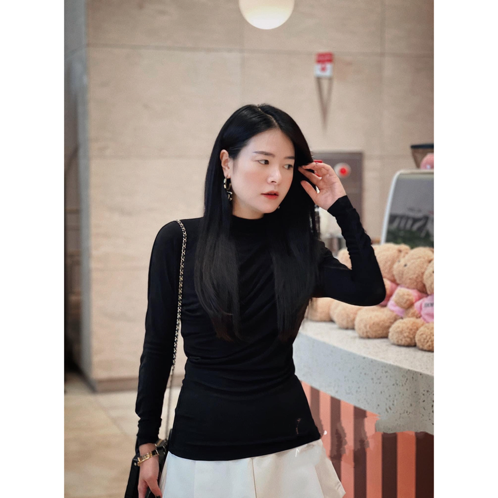 Áo body dài tay 2 màu trắng đen