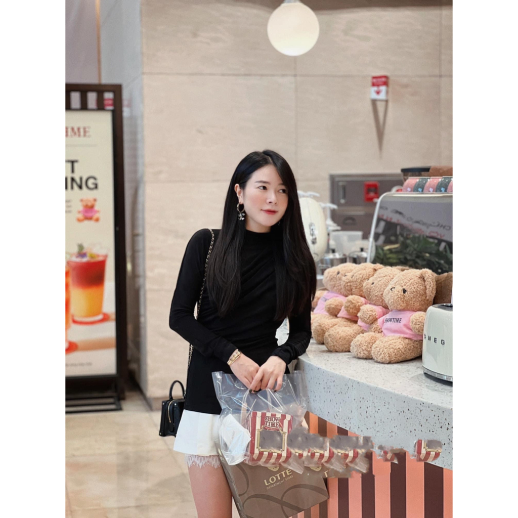 Áo body dài tay 2 màu trắng đen