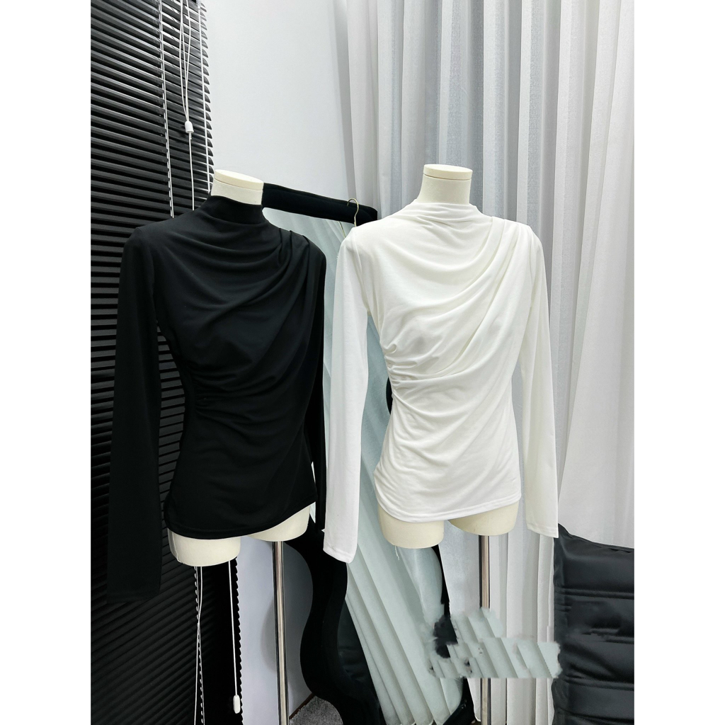Áo body dài tay 2 màu trắng đen