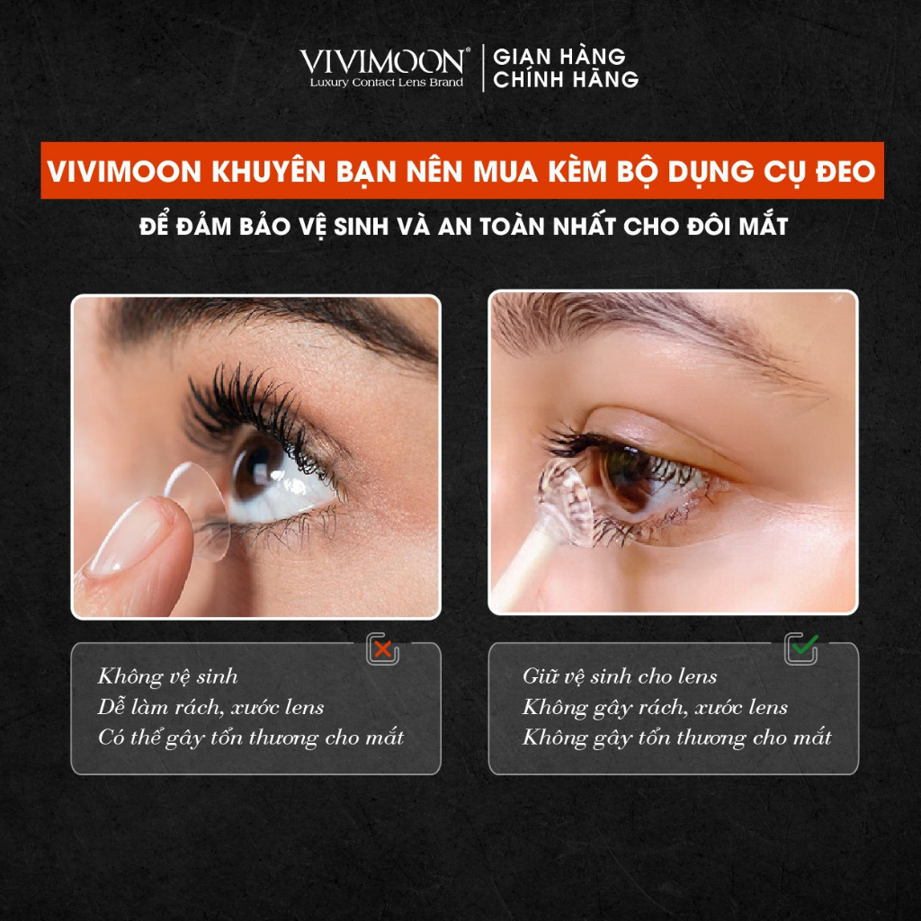 Lens cho mắt thở cận trong suốt 1 ngày Vivimedi Oxy Plus kính áp tròng VIVIMOON