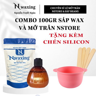 COMBO 100GR SÁP WAX LÔNG BEANS VÀ MỠ TRĂN NSTORE TẶNG CHÉN SILICON