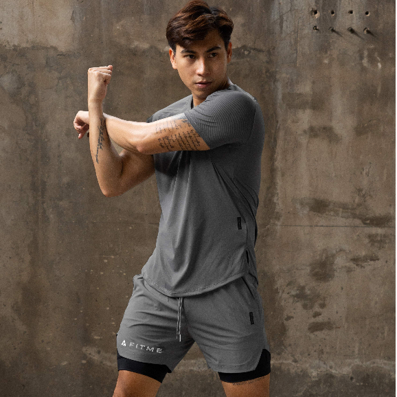 Bộ đồ chạy bộ tập gym nam Fitme chất thun thể thao co giãn 4 chiều cao cấp Space Grey