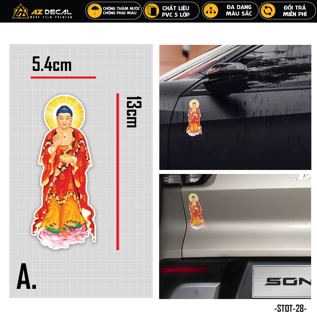 Tem Dán Xe Ô Tô Hình Phật Quan Âm Di Lặc | STOT-28 | Sticker Decal Dán Sườn Cản Sau Capo Tay Nắm Đèn Oto Xe Hơi Đẹp Nhất