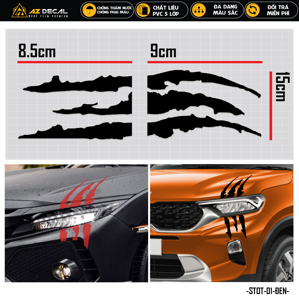 Tem Dán Xe Ô Tô Hình Vết Xước | STOT-01 | Sticker Dán Sườn, Capo, Tay Nắm, Đèn Oto Xe Hơi Đẹp Nhất