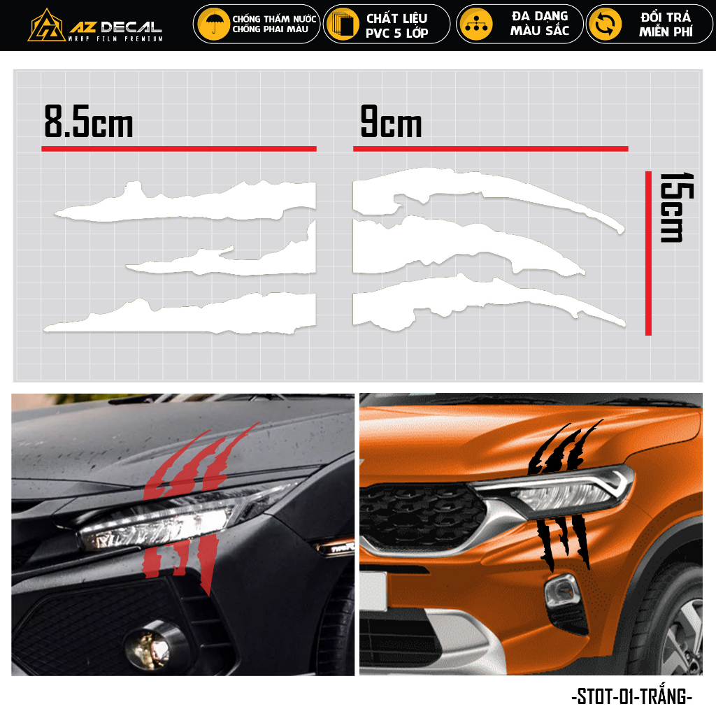 Tem Dán Xe Ô Tô Hình Vết Xước | STOT-01 | Sticker Dán Sườn, Capo, Tay Nắm, Đèn Oto Xe Hơi Đẹp Nhất