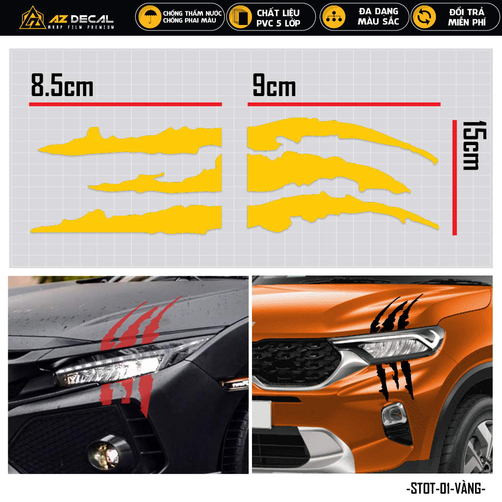Tem Dán Xe Ô Tô Hình Vết Xước | STOT-01 | Sticker Dán Sườn, Capo, Tay Nắm, Đèn Oto Xe Hơi Đẹp Nhất