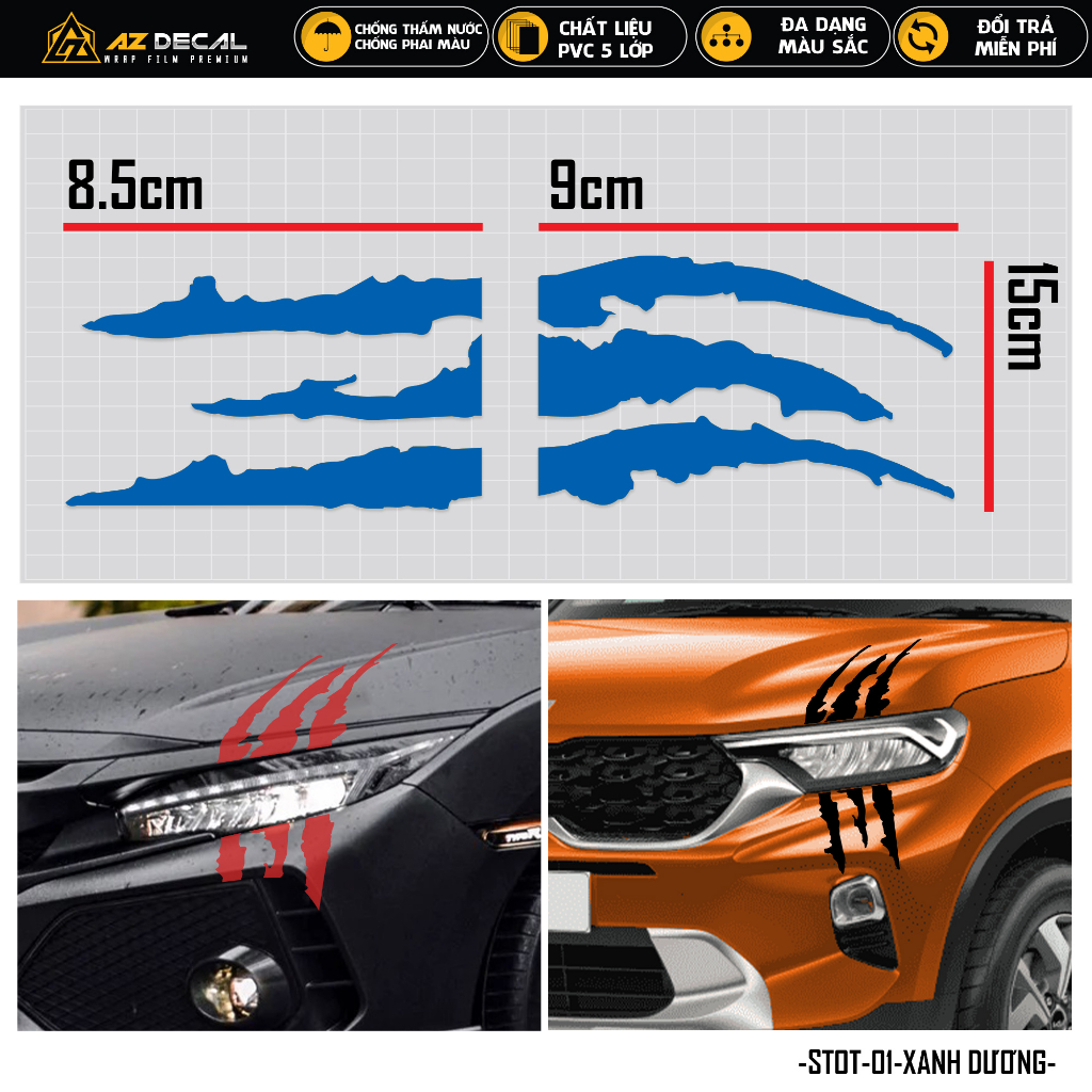 Tem Dán Xe Ô Tô Hình Vết Xước | STOT-01 | Sticker Dán Sườn, Capo, Tay Nắm, Đèn Oto Xe Hơi Đẹp Nhất