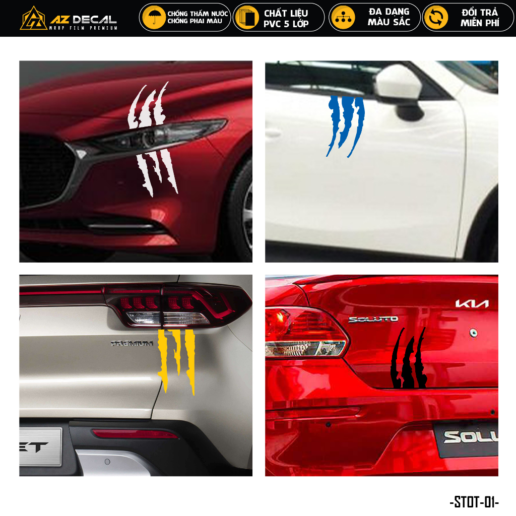 Tem Dán Xe Ô Tô Hình Vết Xước | STOT-01 | Sticker Dán Sườn, Capo, Tay Nắm, Đèn Oto Xe Hơi Đẹp Nhất